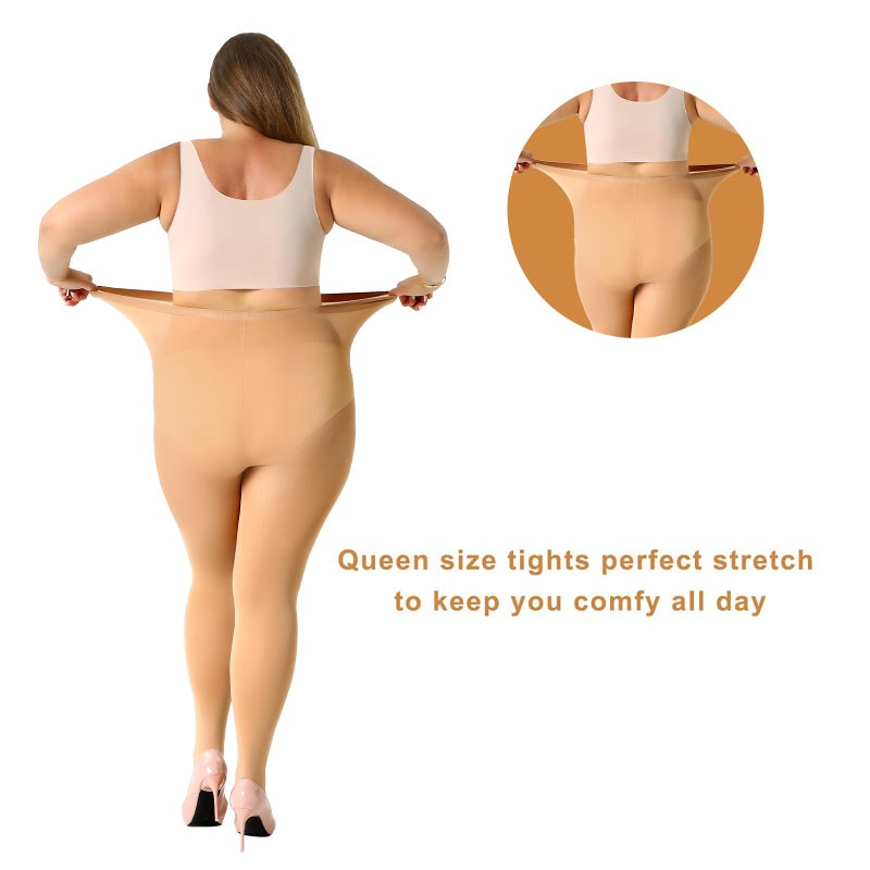 MANZI Plus Size Tights for Women 70D Queen Size Tights(Pack of 2)(Suntanï¼ŒXX-Large - Image 5